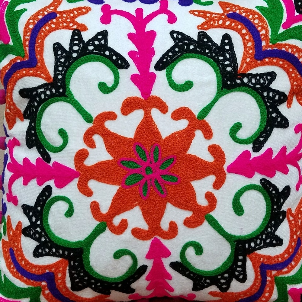BOHO Chic Decor Pillow Cover Embroidered Handmade - Picture 2 of 3